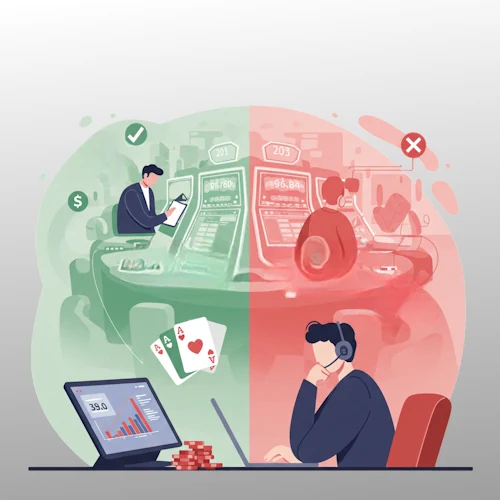 ai-bild av person som står utanför ett casino och pillar på mobilen