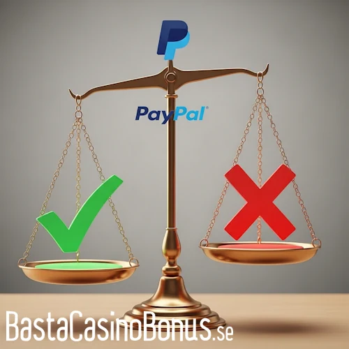 ai-bild av en vågskål som väger för och nackdelar med PayPal casino