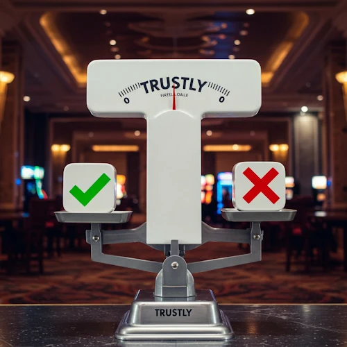 ai-bild som illustrerar för- och nackdelar med Casion med Trustly