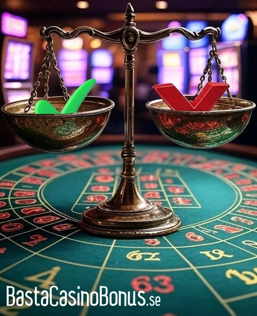 ai-bild av en vågskål som väger för och nackdelar med zimpler casino