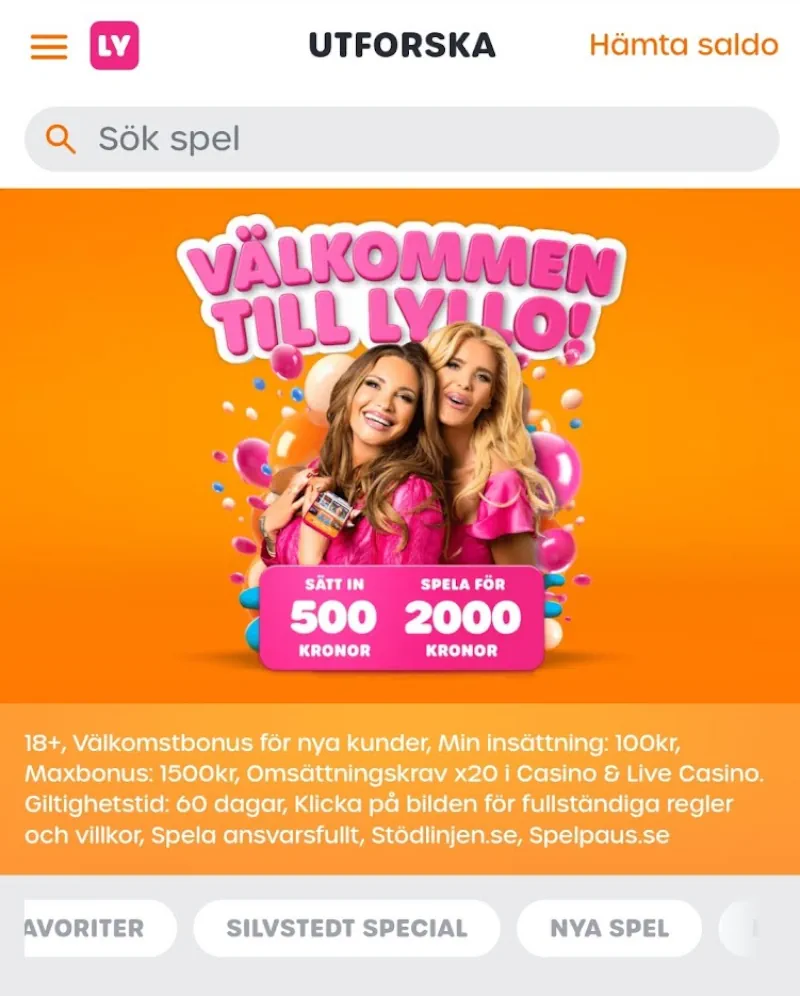 hämta bonusen hos lyllo casino