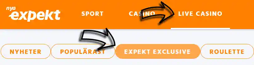hitta exklusiva live spel