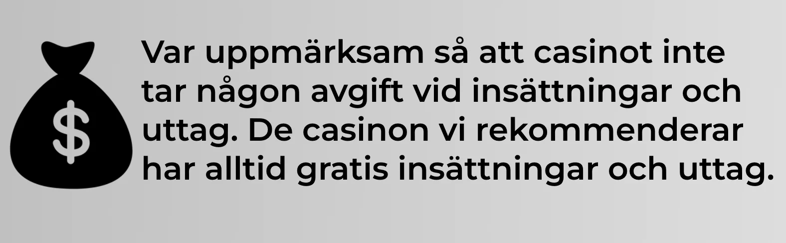 minsta insättning på casino - avgift