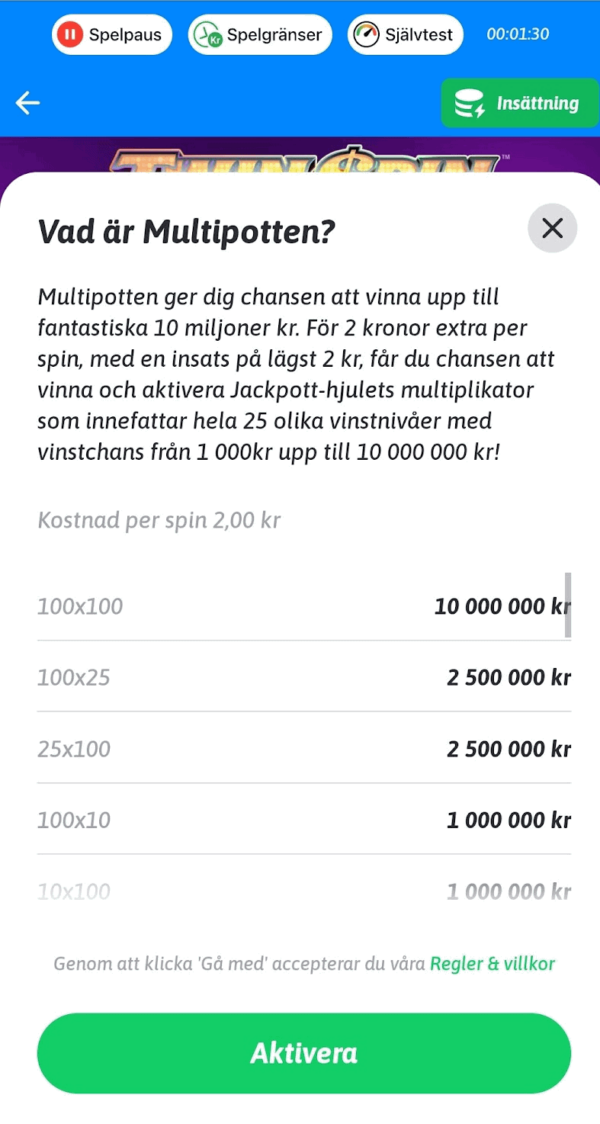 snabbare casino jackpot anmäl dig till multipotten