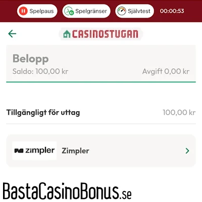 ta ut pengar från casinostugan med Zimpler casino